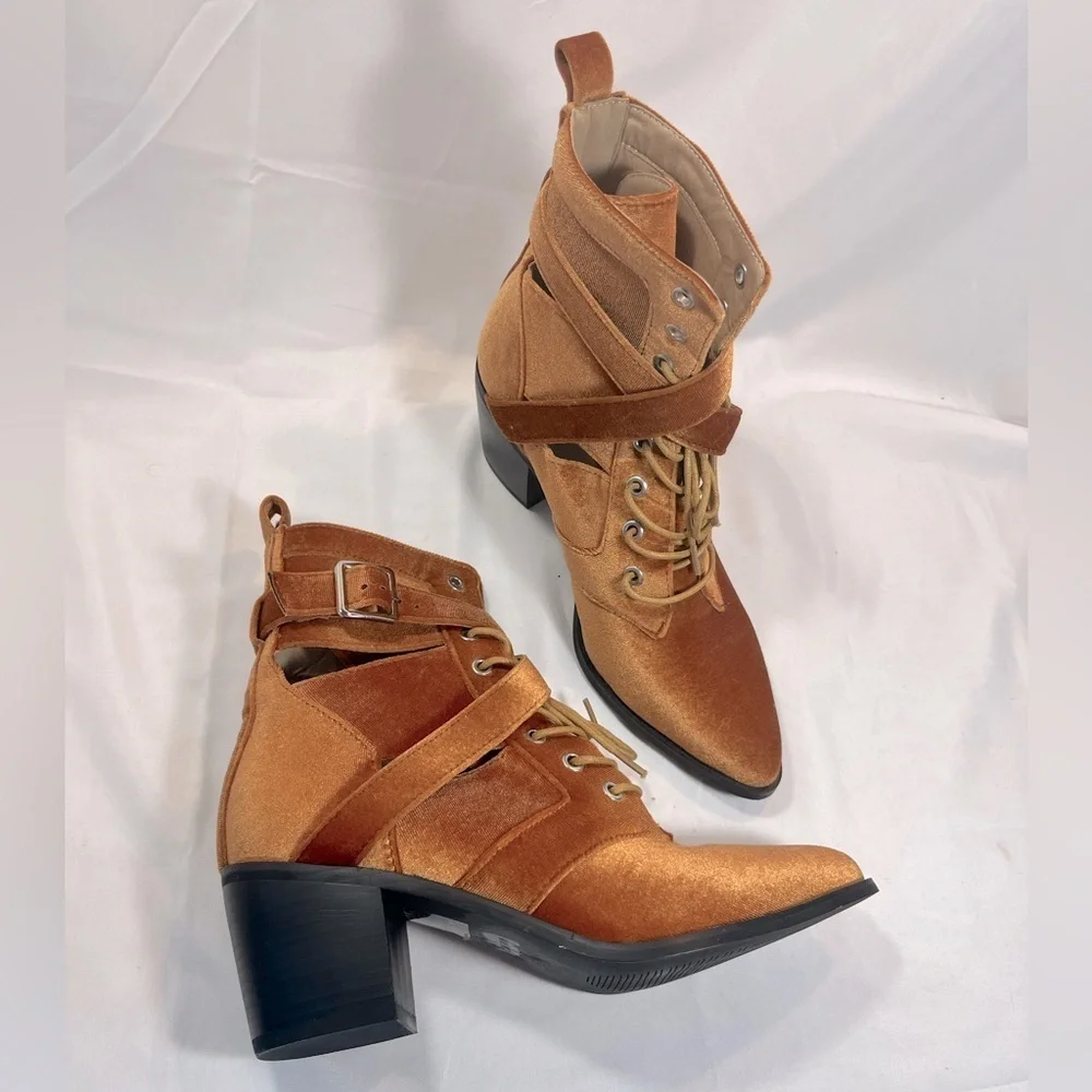 Like New!!!  Nasty Gal Copper Velvet Velour Booties